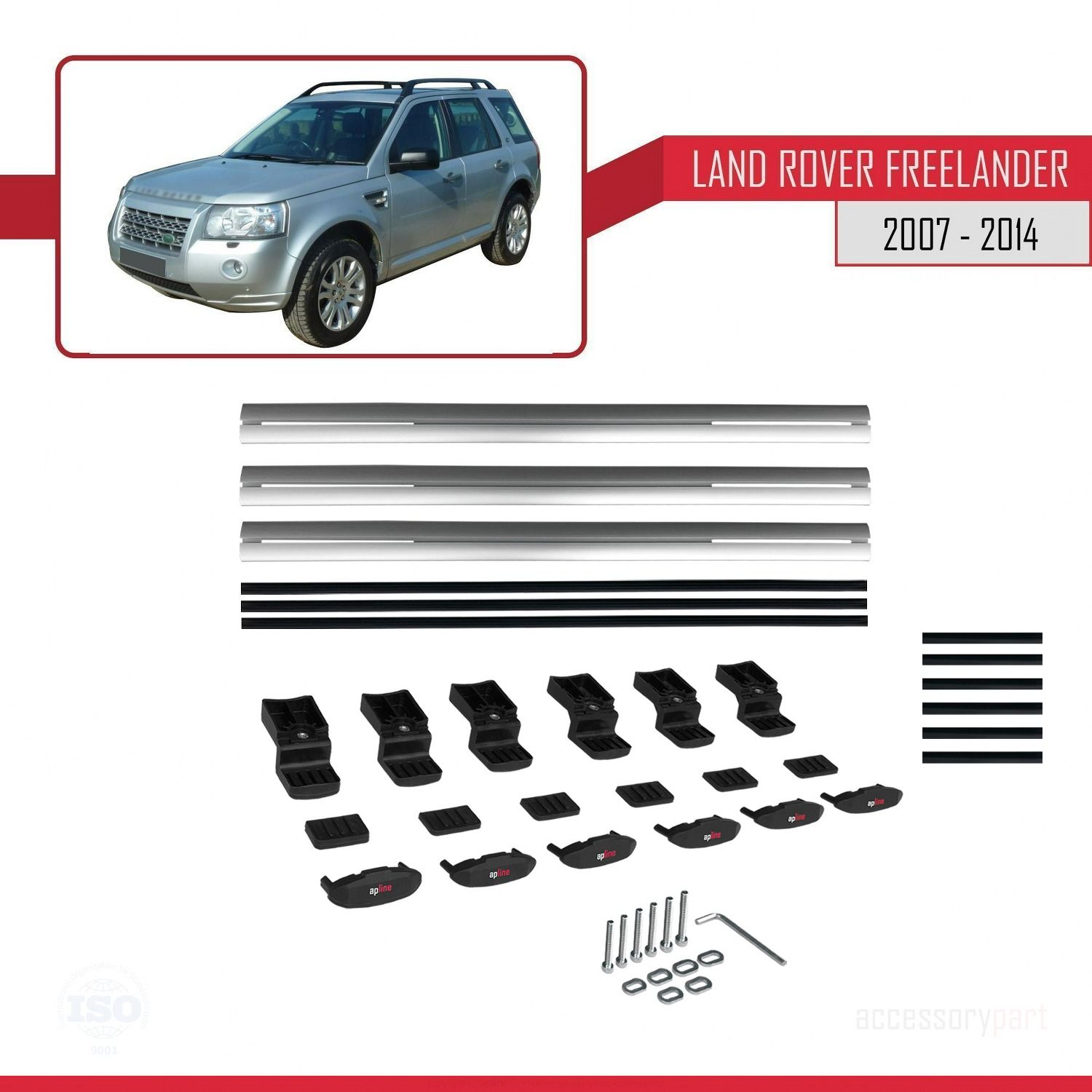 Land Rover Freelander 2007-2014 Arası ile uyumlu Basic Model Ara Atkı Tavan Barı GRİ 3 ADET