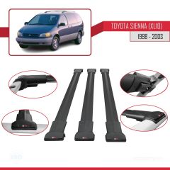 Toyota Sienna (XL10) 1998-2003 Arası ile Uyumlu FLY Model Ara Atkı Tavan Barı SİYAH 3 ADET BAR