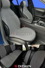 S-Dizayn Oto Koltuk Koruyucu Kılıf Set Çizgili Füme Beyaz Universal 2+3 Parça Ön Arka