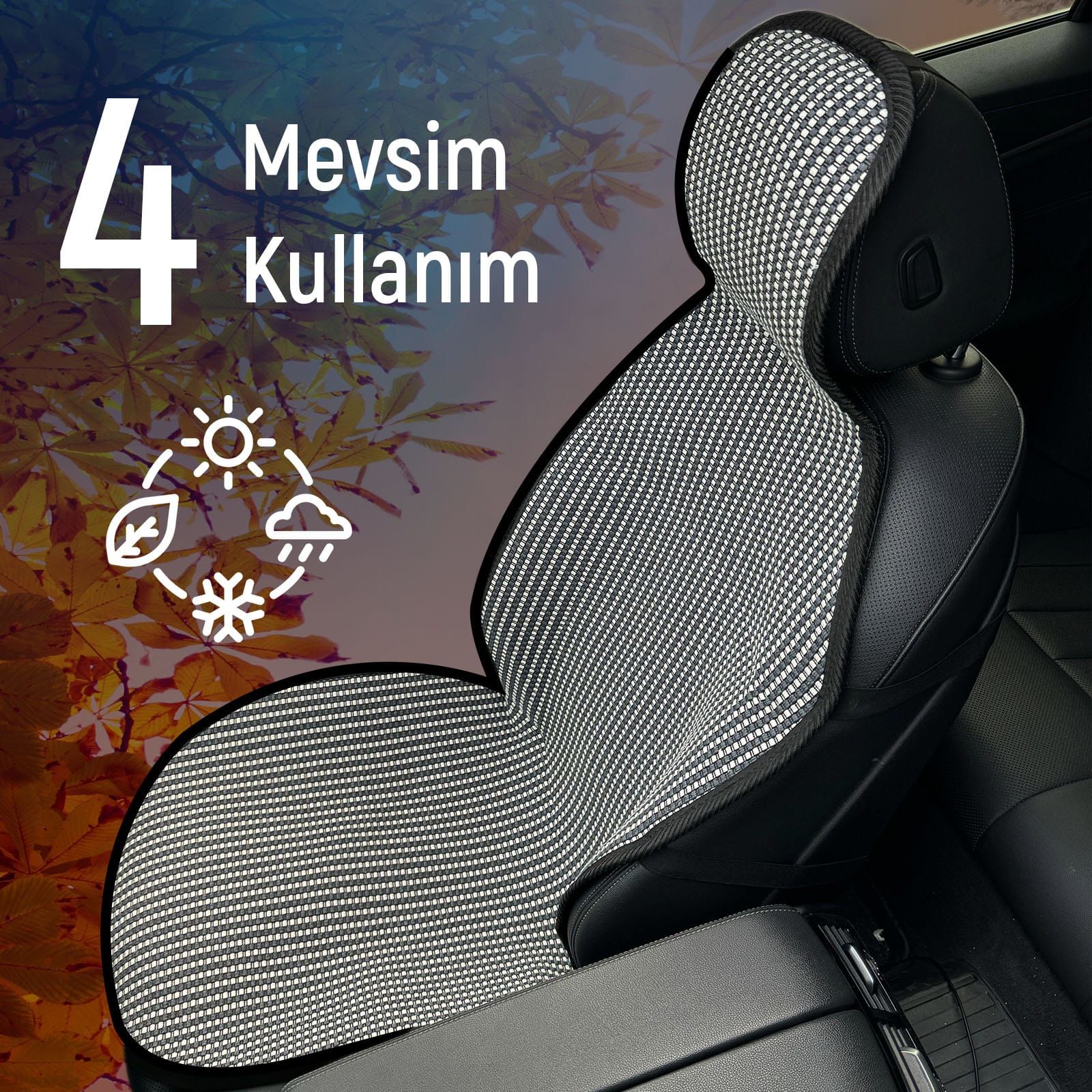 Fiat Grande Punto Uyumlu Koltuk Kılıfı Minder Çizgili Füme Beyaz 2+1 Ön Arka Set