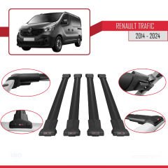 Renault Trafic 2014 ve Sonrası ile uyumlu FLY Model Ara Atkı Tavan Barı SİYAH 4 ADET BAR