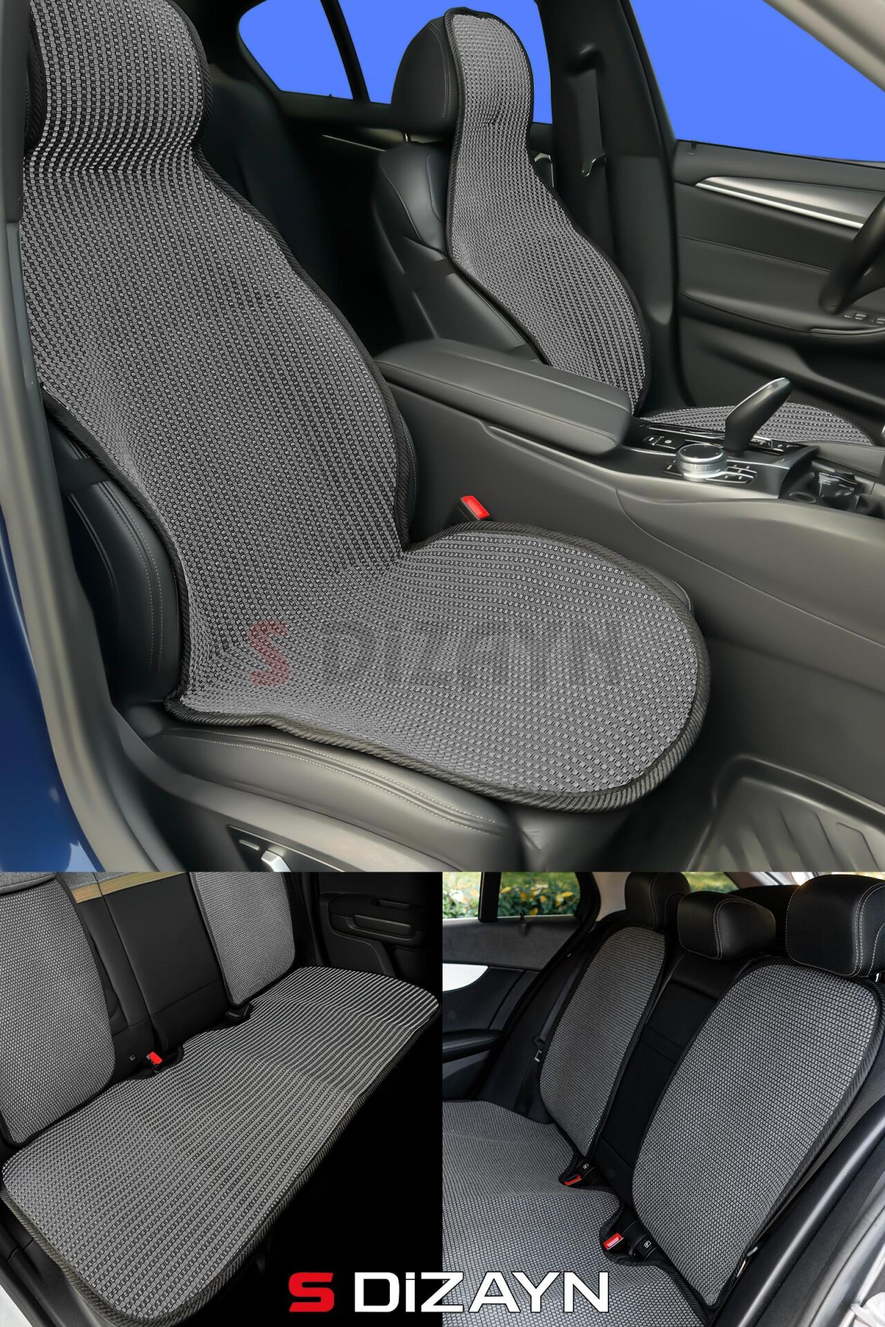 S-Dizayn Oto Koltuk Koruyucu Kılıf Set Füme Universal 2+3 Parça Ön Arka