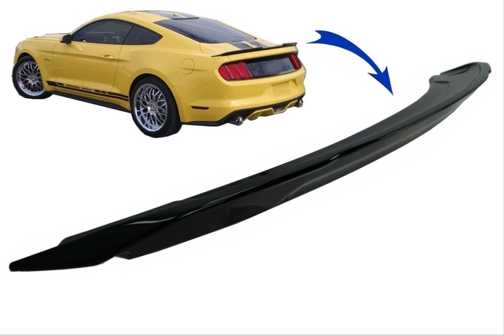 Ford Mustang Uyumlu 2015-2020 Gt500 Spoiler Piano Black