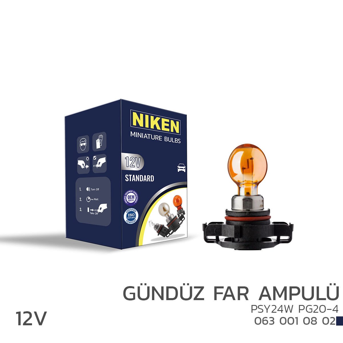 Niken 12V PSY24W Gündüz Far Ampulü (PG20-4)AMB 10’Lu