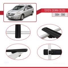Toyota Sienna (XL20) 2004-2010 Arası ile uyumlu Basic Model Ara Atkı Tavan Barı SİYAH 3 ADET