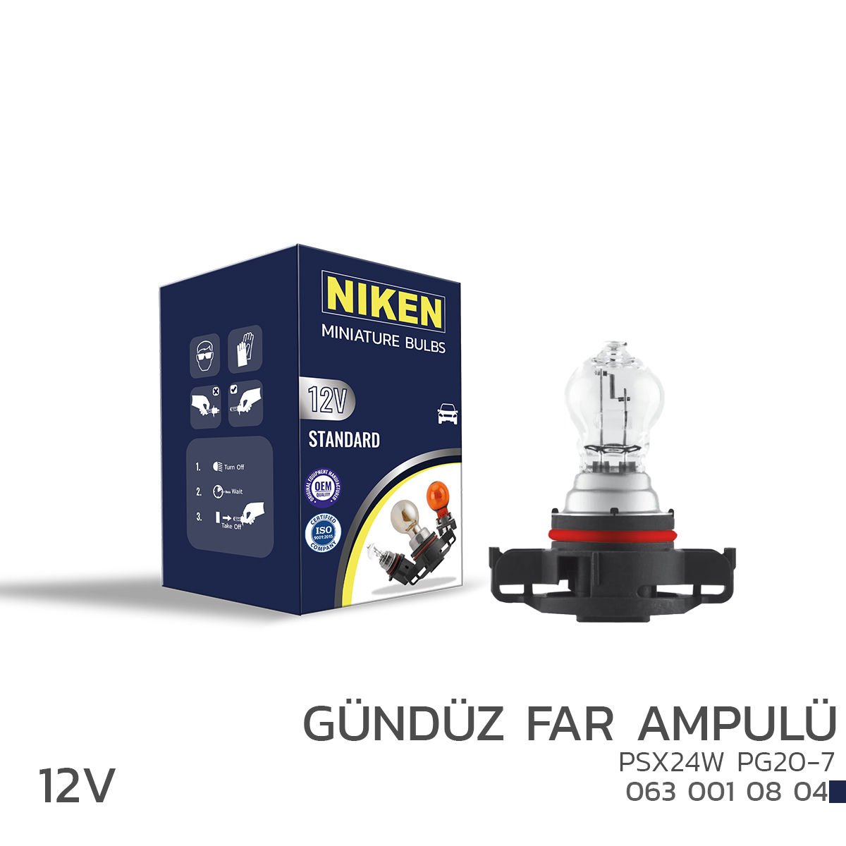 Niken 12V PSX24W Gündüz Far Ampulü (PG20-7) 10’Lu