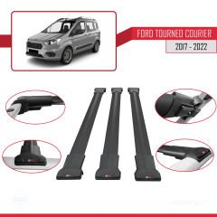 Ford Tourneo Courier 2017-2022 Arası ile uyumlu FLY Model Ara Atkı Tavan Barı SİYAH 3 ADET BAR
