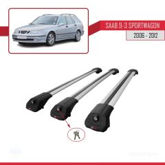 Saab 9-3 Sportwagon 2006-2012 Arası ile uyumlu ACE-1 Ara Atkı Tavan Barı GRİ 3 ADET BAR