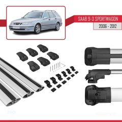 Saab 9-3 Sportwagon 2006-2012 Arası ile uyumlu ACE-1 Ara Atkı Tavan Barı GRİ 3 ADET BAR