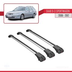 Saab 9-3 Sportwagon 2006-2012 Arası ile uyumlu ACE-1 Ara Atkı Tavan Barı GRİ 3 ADET BAR