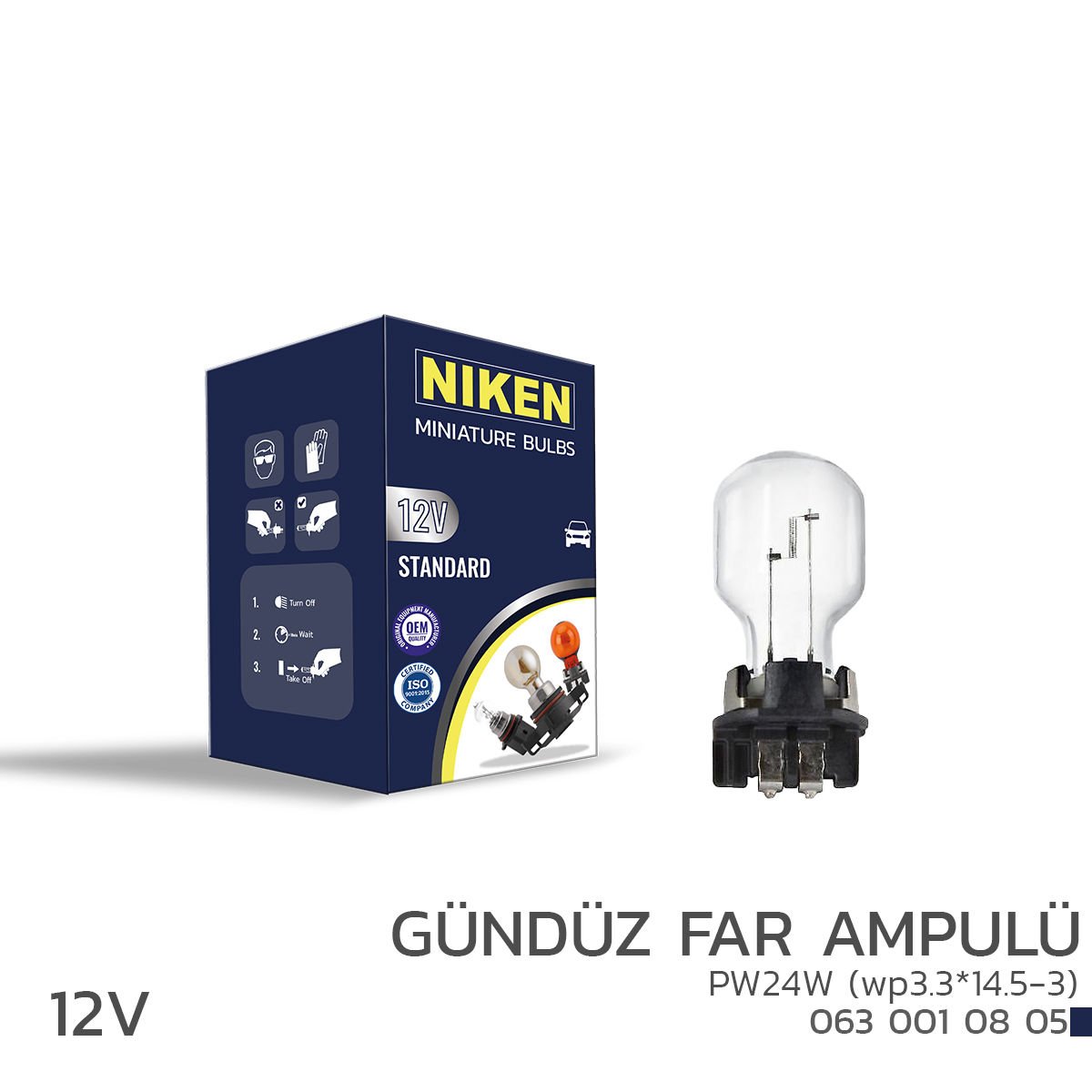 Niken 12V PW24W Gündüz Far Ampulü (wp3.3*14.5-3) 10’Lu