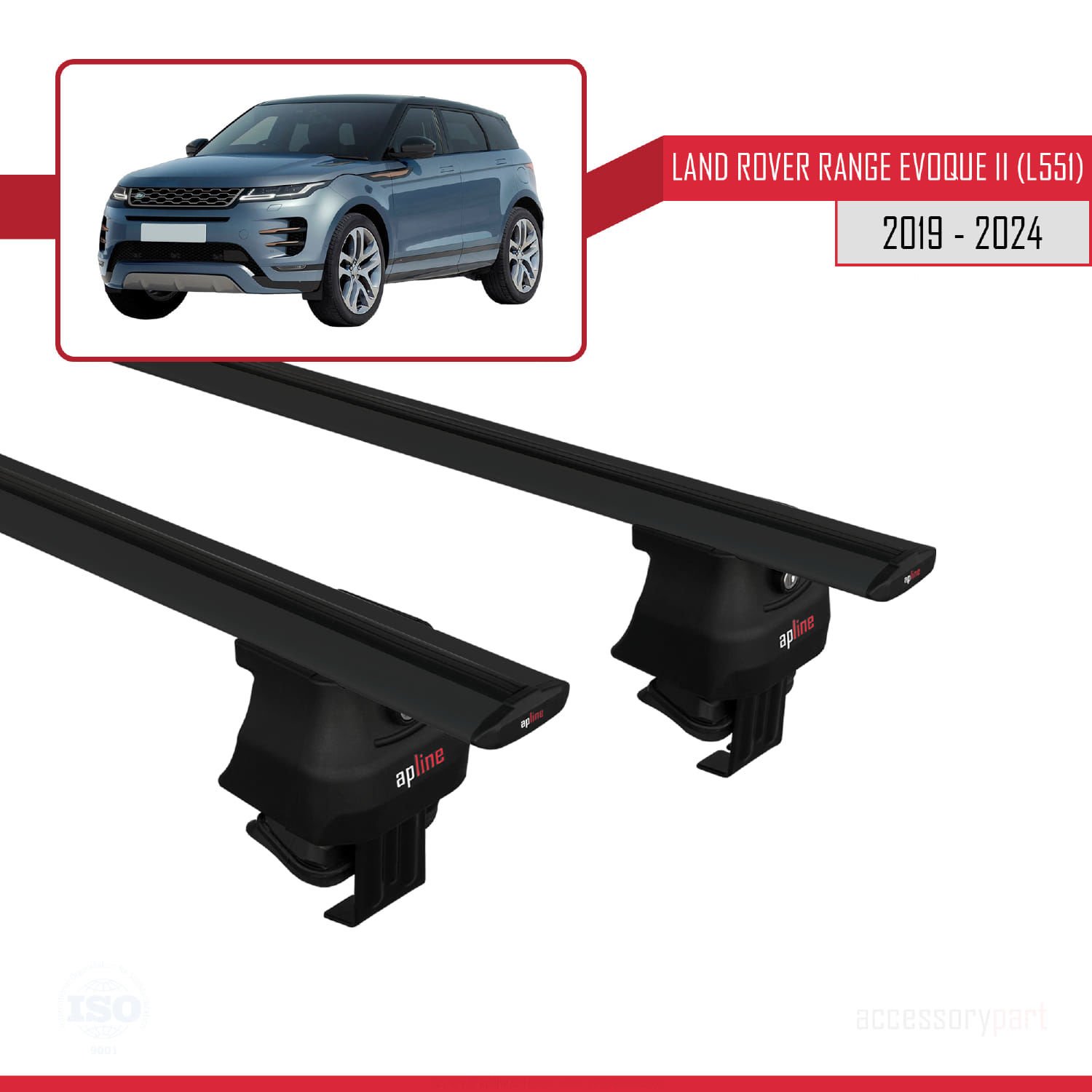 Land Rover Range Rover Evoque II (L551) 2019 ve Sonrası ile uyumlu ACE-4 Ara Atkı Tavan Barı SİYAH