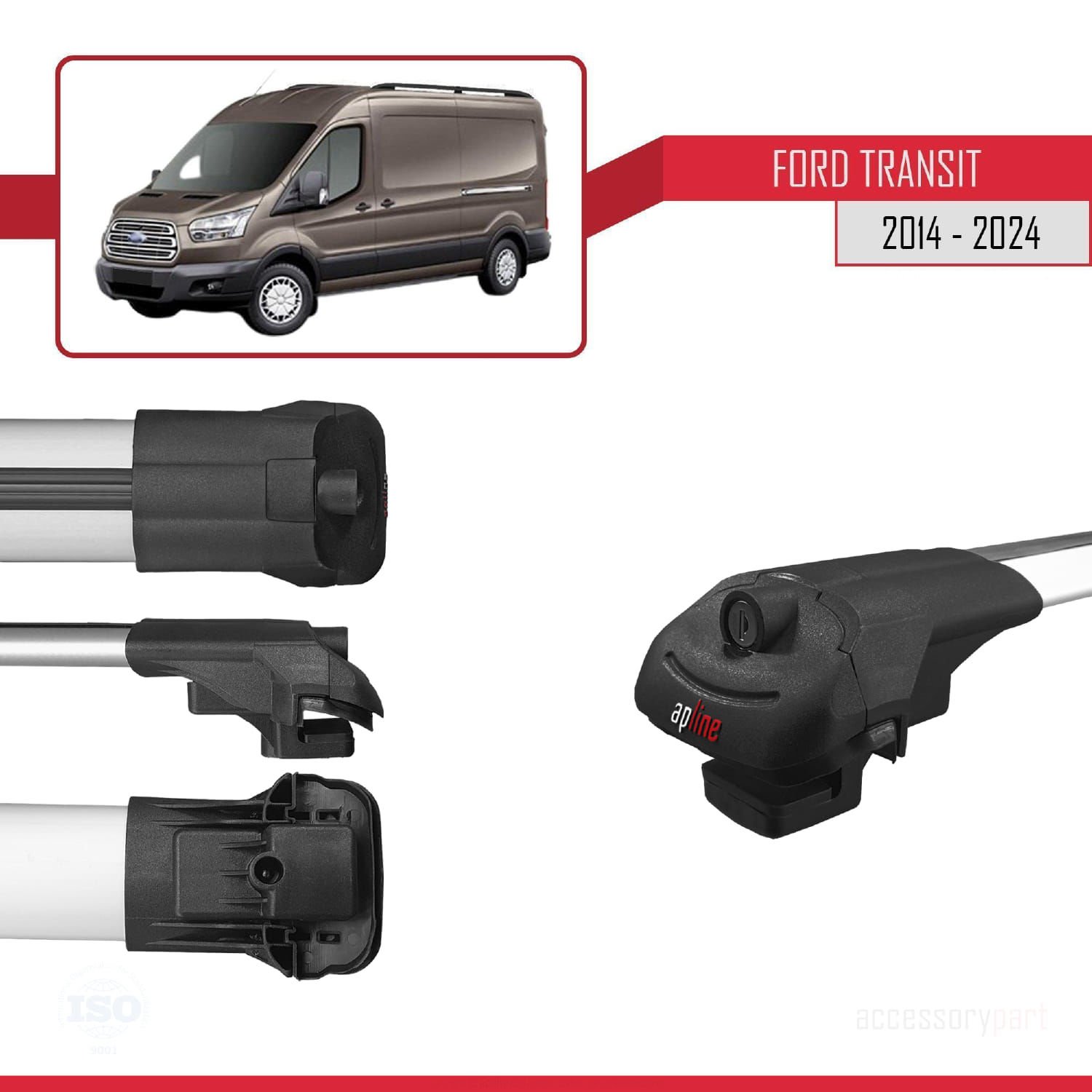 Ford Transit 2014 ve Sonrası ile uyumlu ACE-1 Ara Atkı Tavan Barı GRİ 4 ADET BAR