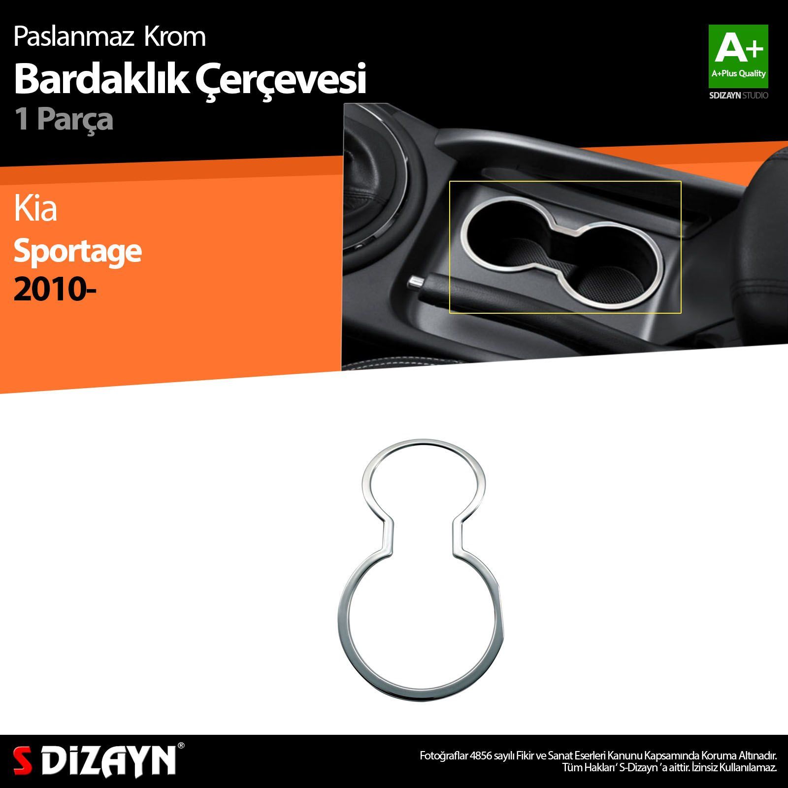 Kia Sportage Uyumlu Krom Bardaklık Çerçevesi 2010-2014