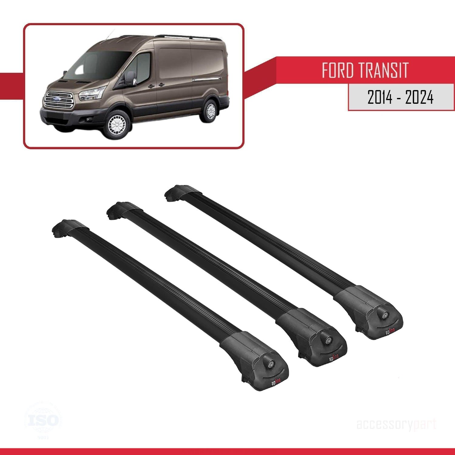 Ford Transit 2014 ve Sonrası ile uyumlu ACE-1 Ara Atkı Tavan Barı SİYAH 3 ADET BAR