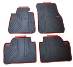 Bmw F33 Uyumlu Paspas Takımı Lateks Siyah Kırmızı Kenar