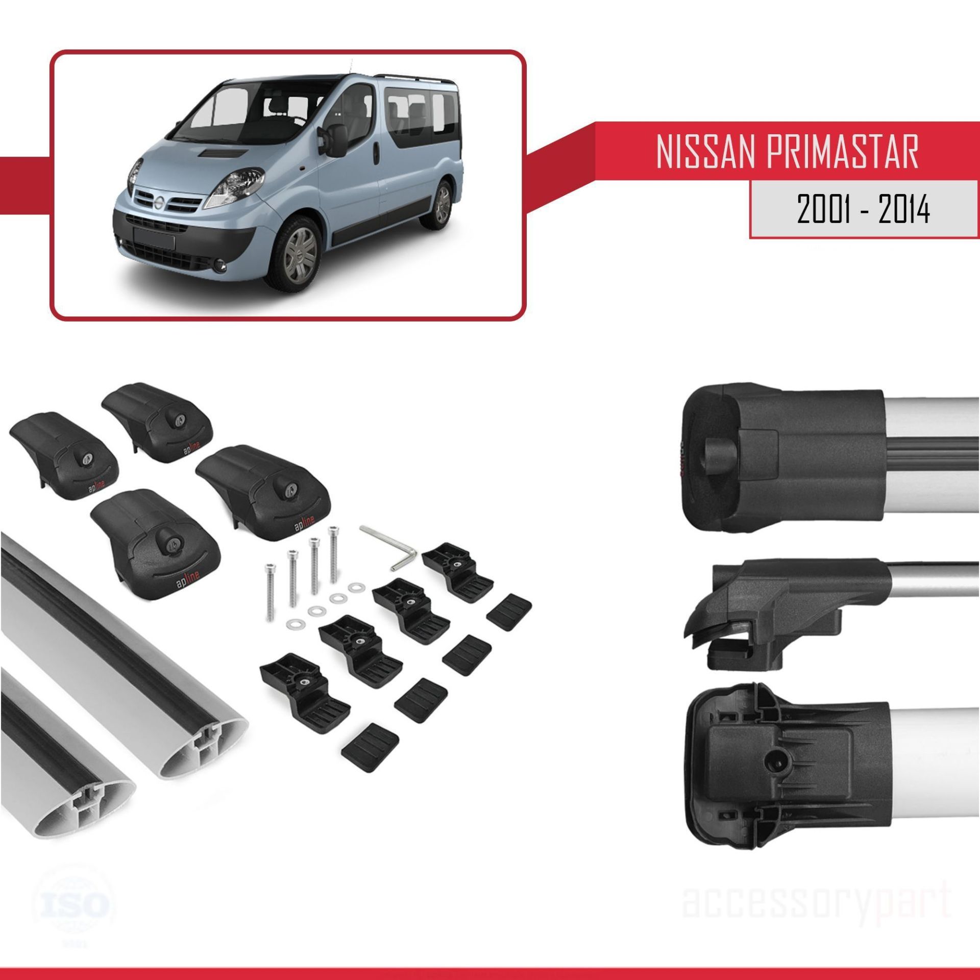Nissan Primastar 2001-2014 Arası ile uyumlu ACE-1 Ara Atkı Tavan Barı GRİ