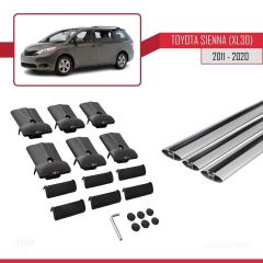 Toyota Sienna (XL30) 2011-2020 Arası ile Uyumlu FLY Model Ara Atkı Tavan Barı GRİ 3 ADET BAR