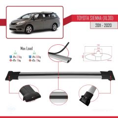 Toyota Sienna (XL30) 2011-2020 Arası ile Uyumlu FLY Model Ara Atkı Tavan Barı GRİ 3 ADET BAR