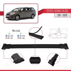 Toyota Sienna (XL30) 2011-2020 Arası ile Uyumlu FLY Model Ara Atkı Tavan Barı SİYAH