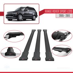 Land Rover Range Rover Sport (L320) 2005-2013 Arası ile Uyumlu FLY Model Ara Atkı Tavan Barı SİYAH 3 ADET BAR