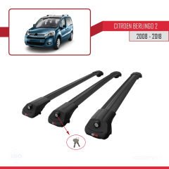 Citroen Berlingo 2008-2018 Arası ile uyumlu ACE-1 Ara Atkı Tavan Barı SİYAH 3 ADET BAR