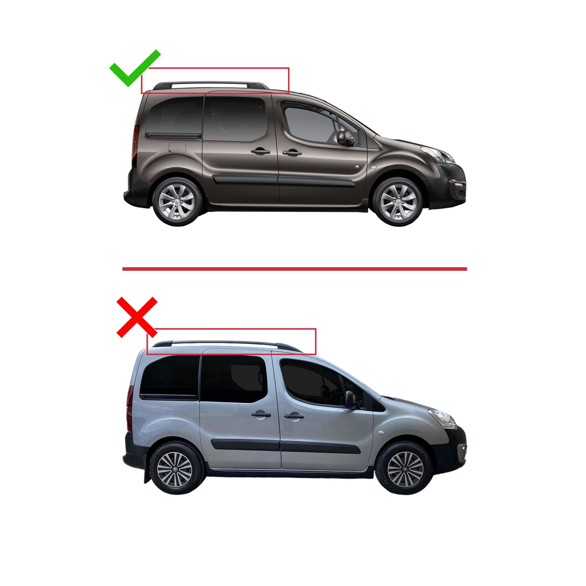 Citroen Berlingo 2008-2018 Arası ile uyumlu ACE-1 Ara Atkı Tavan Barı SİYAH 4 ADET BAR