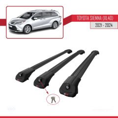 Toyota Sienna (XL40) 2021 ve Sonrası ile uyumlu ACE-1 Ara Atkı Tavan Barı SİYAH 3 ADET BAR