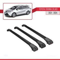 Toyota Sienna (XL40) 2021 ve Sonrası ile uyumlu ACE-1 Ara Atkı Tavan Barı SİYAH 3 ADET BAR