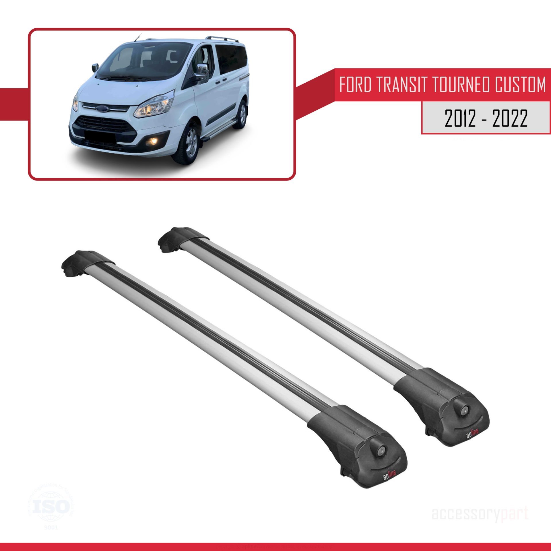 Ford Transit Tourneo - Custom 2012-2023 Arası ile uyumlu ACE-1 Ara Atkı Tavan Barı GRİ