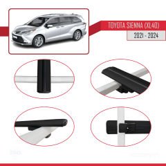 Toyota Sienna (XL40) 2021 ve Sonrası ile uyumlu Basic Model Ara Atkı Tavan Barı SİYAH 3 ADET