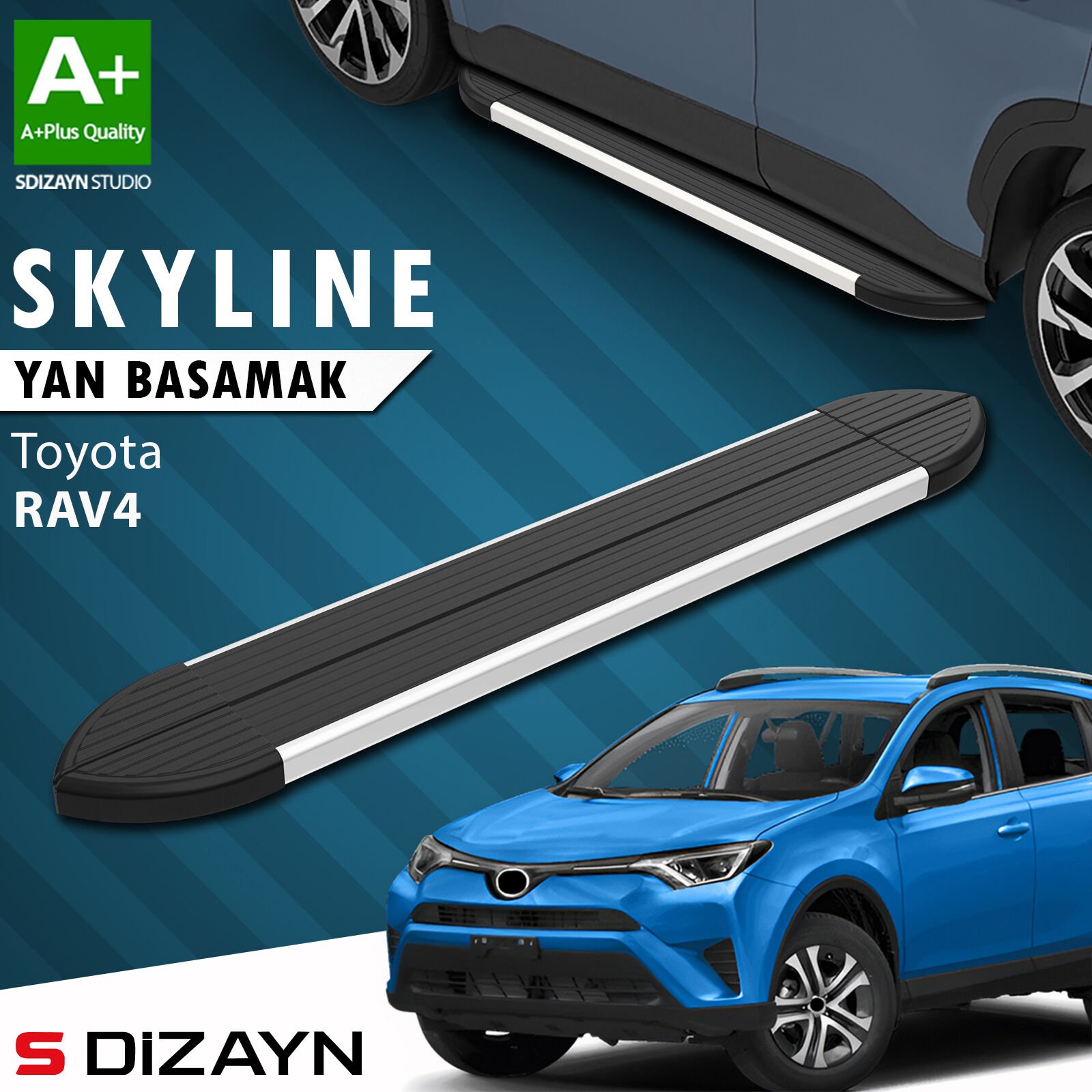 S-Dizayn Toyota Rav 4 4 Skyline Aluminyum Yan Basamak 173 Cm 2013-2017 A+ Kalite
