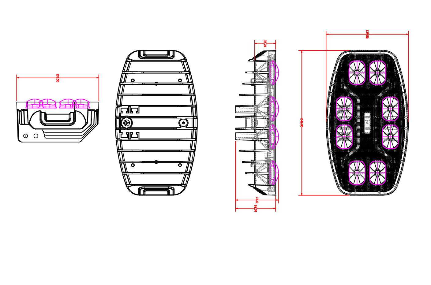 Offroad sis lambası 24.6 x 14 x 8.8cm beyaz-sarı gündüz ledli 12-36v adet / LASS362