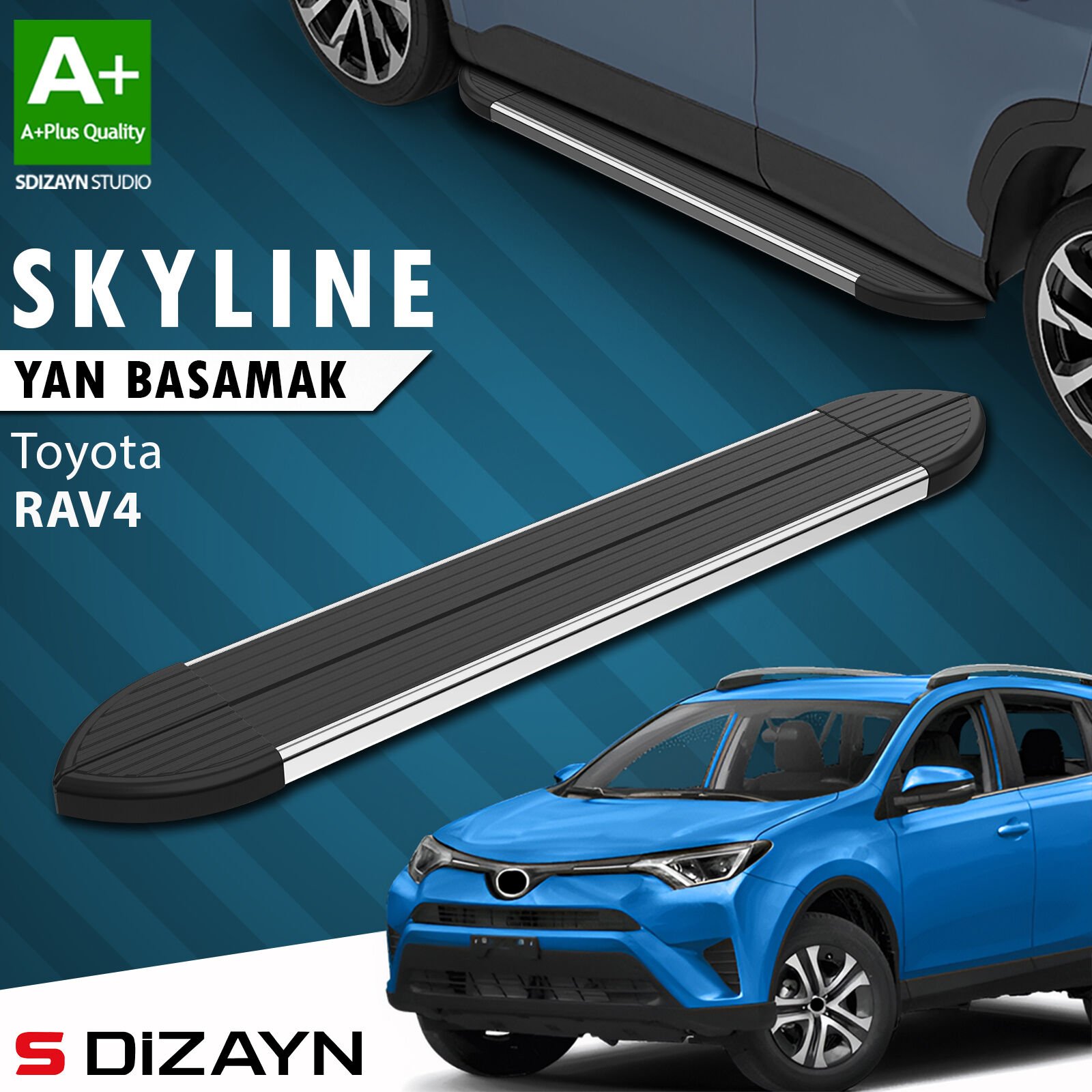 S-Dizayn Toyota Rav 4 4 Skyline Krom Yan Basamak 173 Cm 2013-2017 A+ Kalite