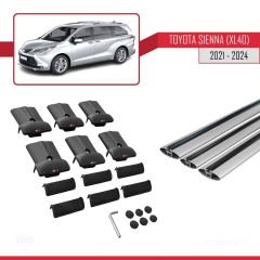 Toyota Sienna (XL40) 2021 ve Sonrası ile Uyumlu FLY Model Ara Atkı Tavan Barı GRİ 3 ADET BAR