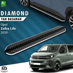 S-Dizayn Opel Zafira Life Kısa Şase Diamond Krom Yan Basamak 213 Cm 2020 Üzeri A+ Kalite