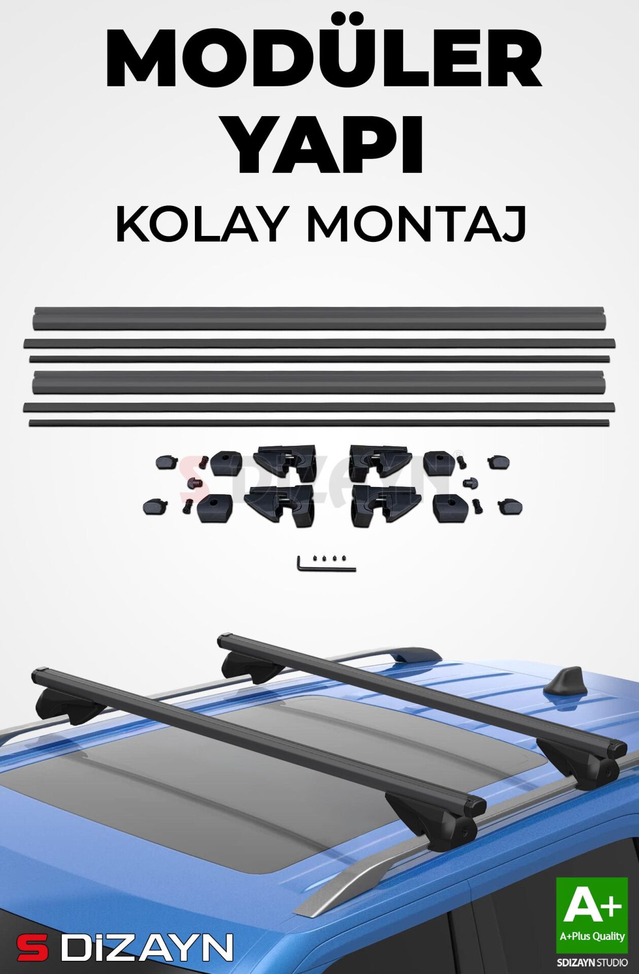 S-Dizayn Honda Odyssey S-Bar Atlas V1 Ara Atkı Tavan Taşıyıcı Barı Siyah 130 Cm 2011-2018 A+ Kalite