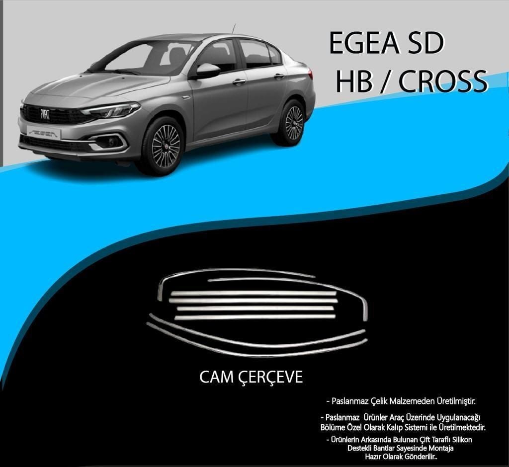 Fiat Egea Uyumlu Hatchback Krom Cam Çerçevesi 8 Parça Egea (2015+)