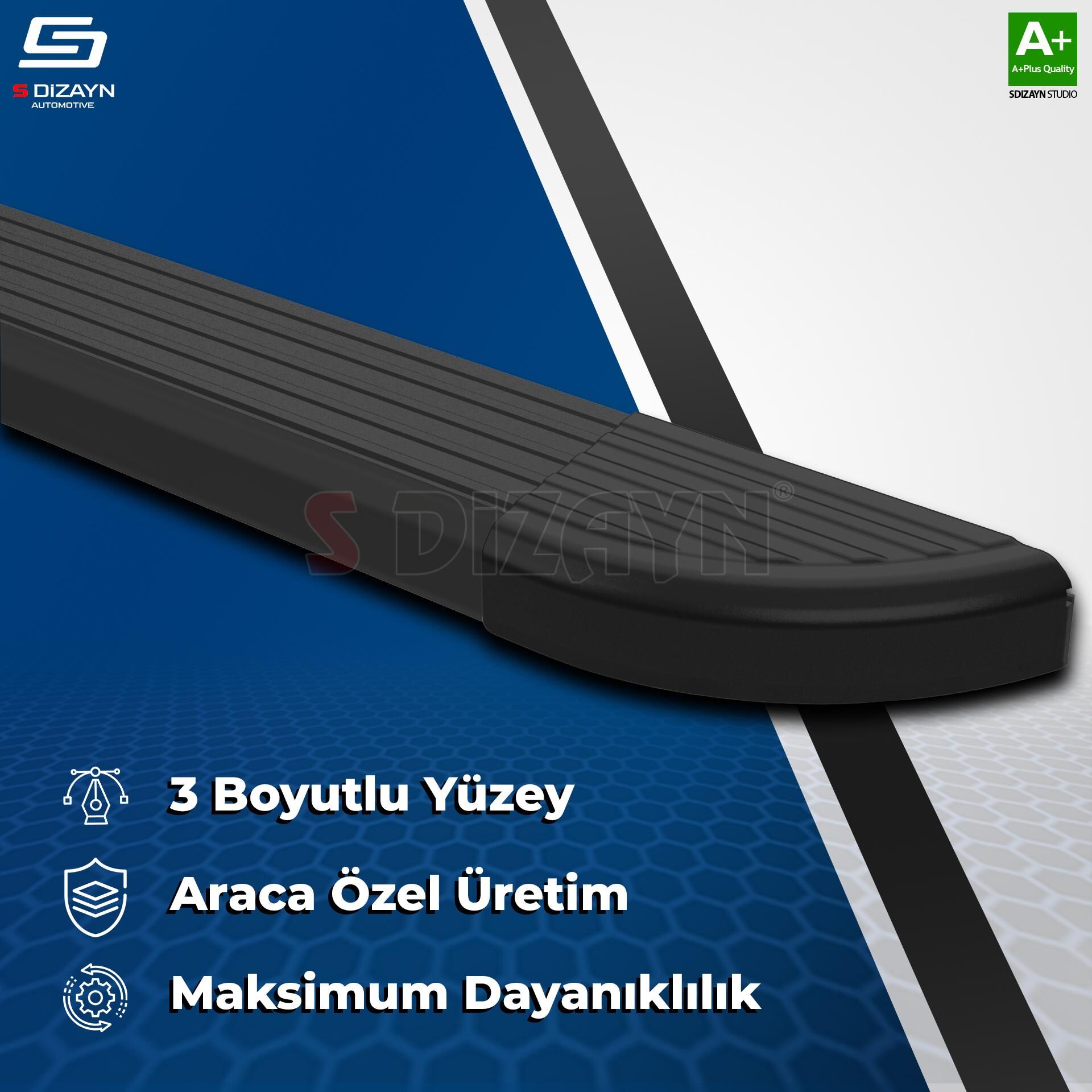 S-Dizayn VW Tiguan 2 Skyline Siyah Yan Basamak 173 Cm 2016-2024 A+ Kalite