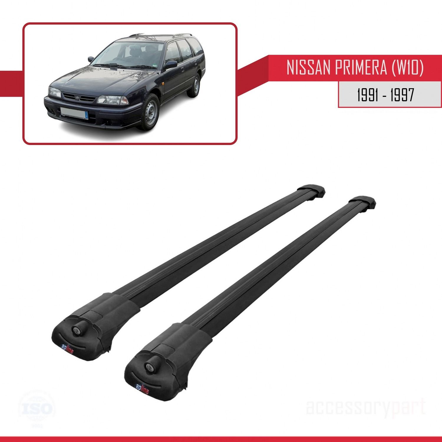 Nissan Primera (W10) 1991-1997 Arası ile uyumlu ACE-1 Ara Atkı Tavan Barı SİYAH