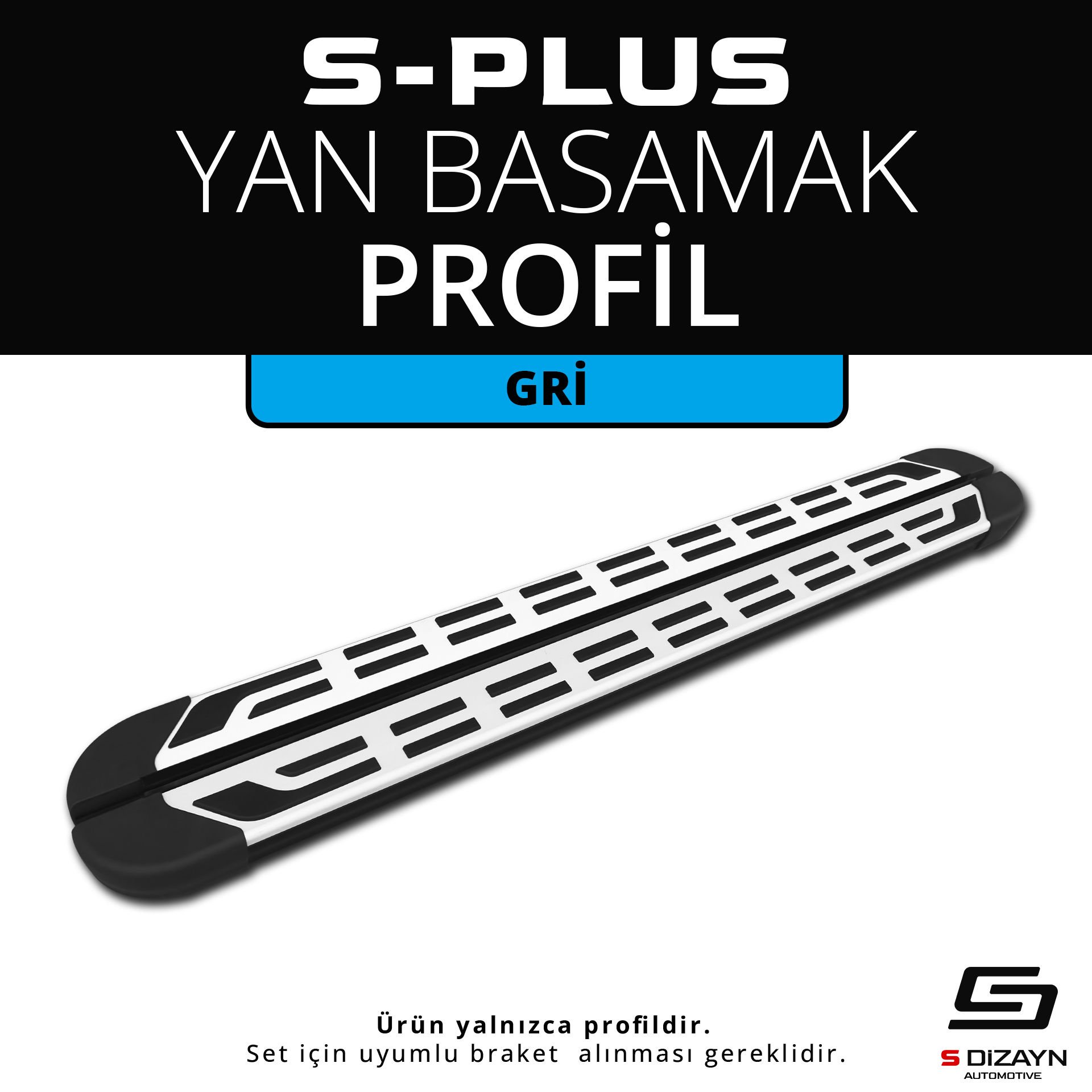 S-Plus Gri Yan Basamak Profil 173 Cm