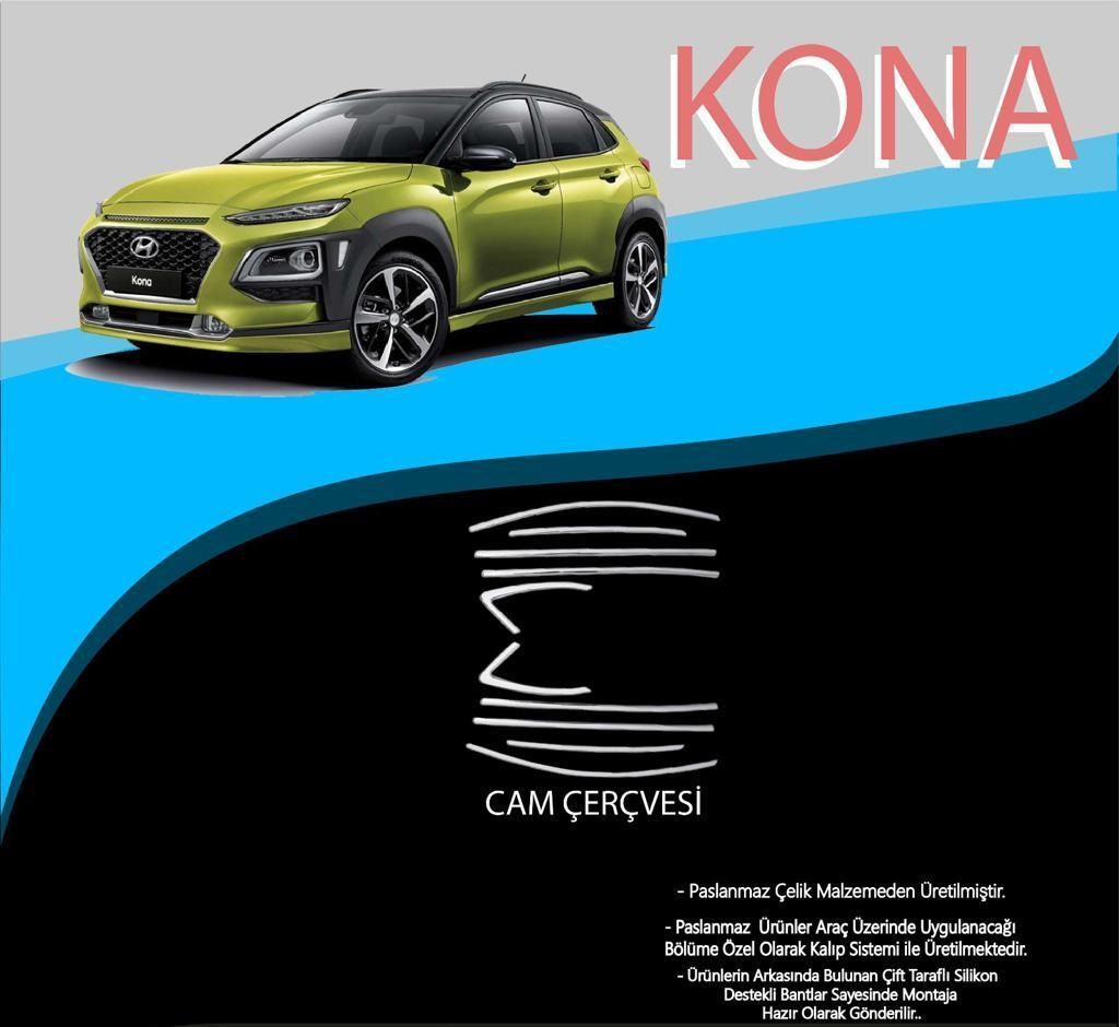 Hyundai Kona Uyumlu Krom Cam Çerçevesi 10 Parça Kona (2018+)