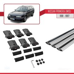 Nissan Primera (W10) 1991-1997 Arası ile Uyumlu FLY Model Ara Atkı Tavan Barı GRİ 3 ADET BAR