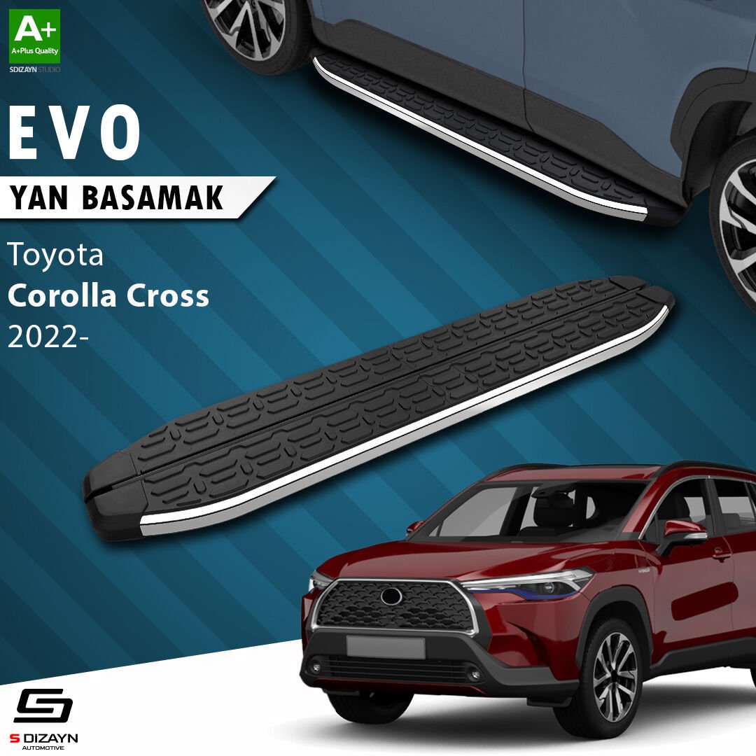 S-Dizayn Toyota Corolla Cross Evo Krom Yan Basamak 183 Cm 2022 Üzeri