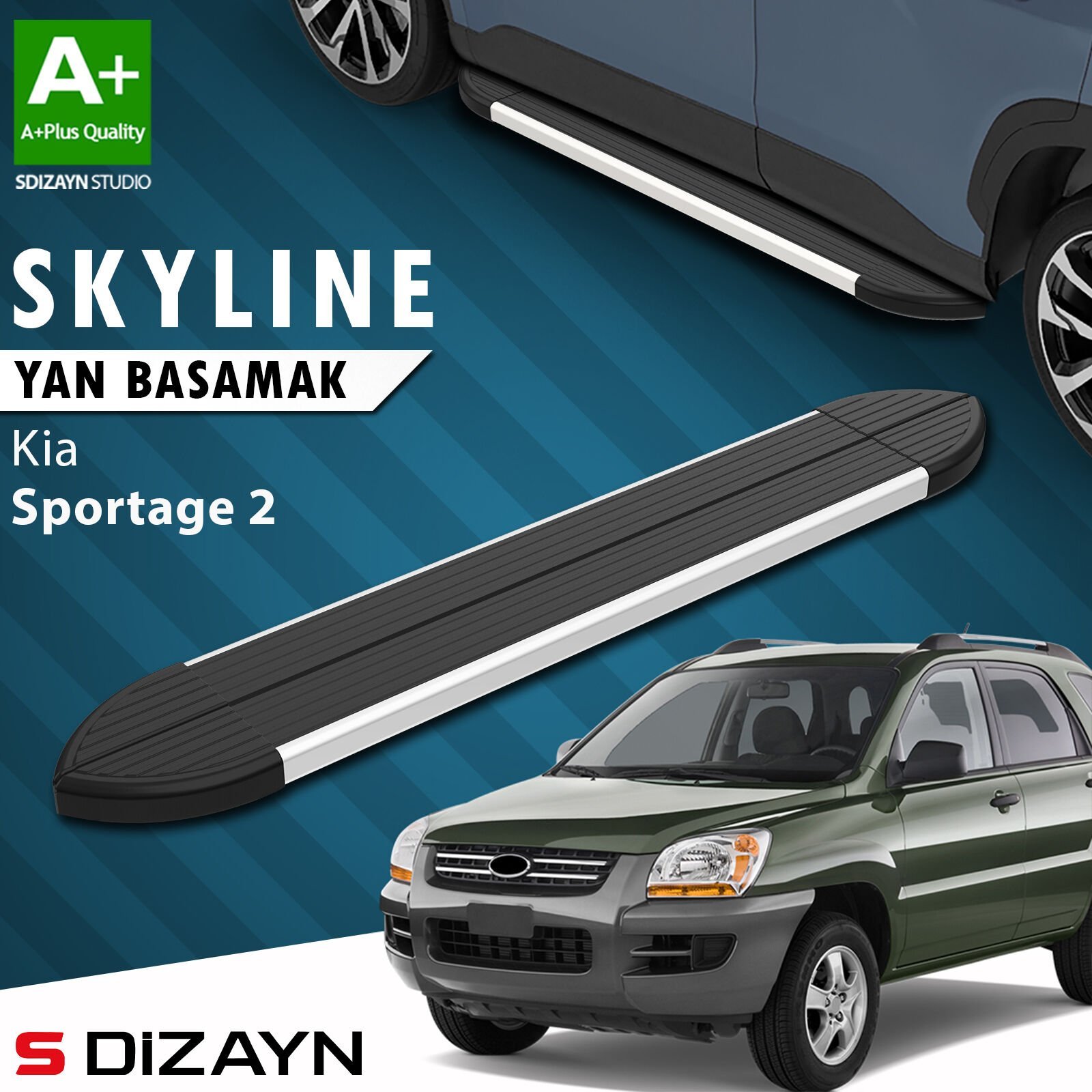 S-Dizayn Kia Sportage 2 Skyline Aluminyum Yan Basamak 173 Cm 2004-2010 A+ Kalite