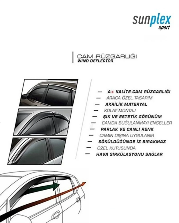 Sunplex VOLKSWAGEN Uyumlu TIGUAN 2016-2021 Arası Chrome Style 4 Lü Set Kromlu Cam Rüzgarlığı Ön Ve Arka Parça