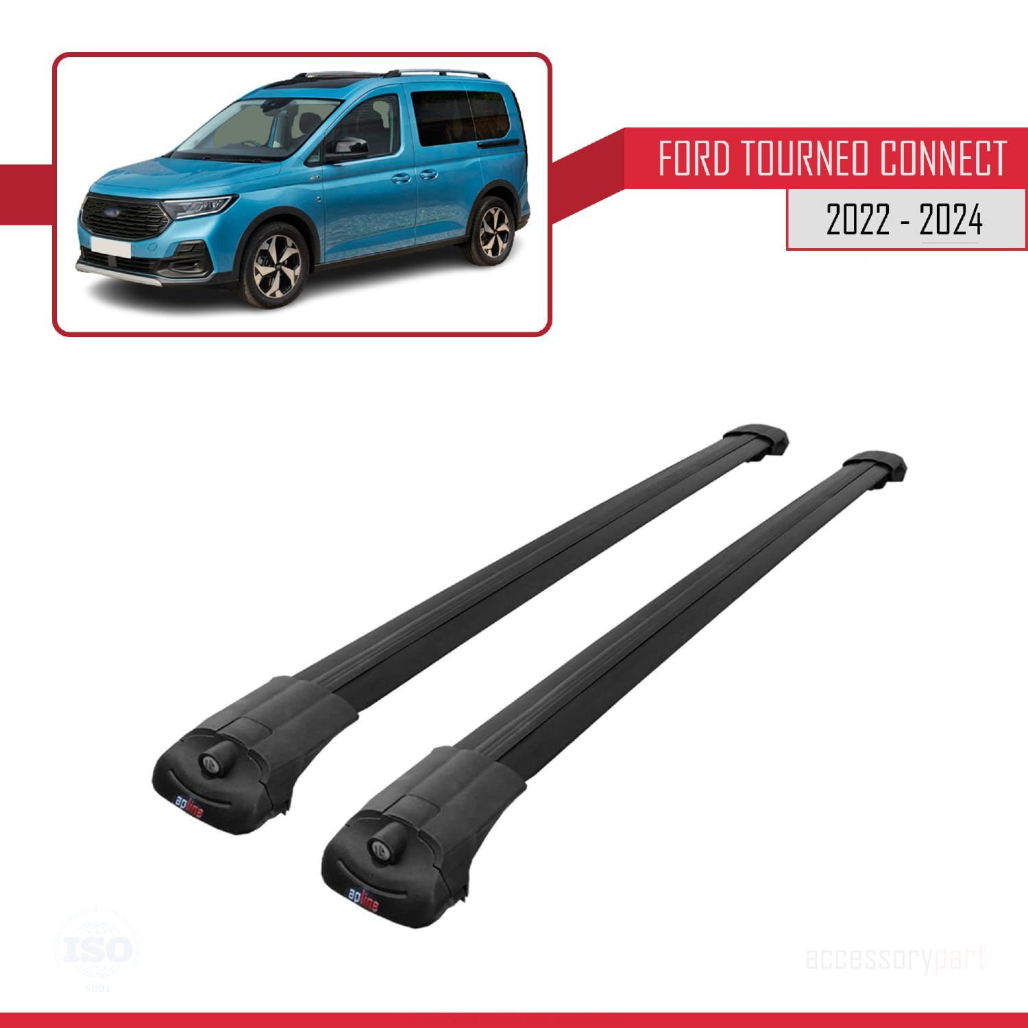 Ford Turneo Connect 2022 ve Sonrası ile uyumlu ACE-1 Ara Atkı Tavan Barı SİYAH