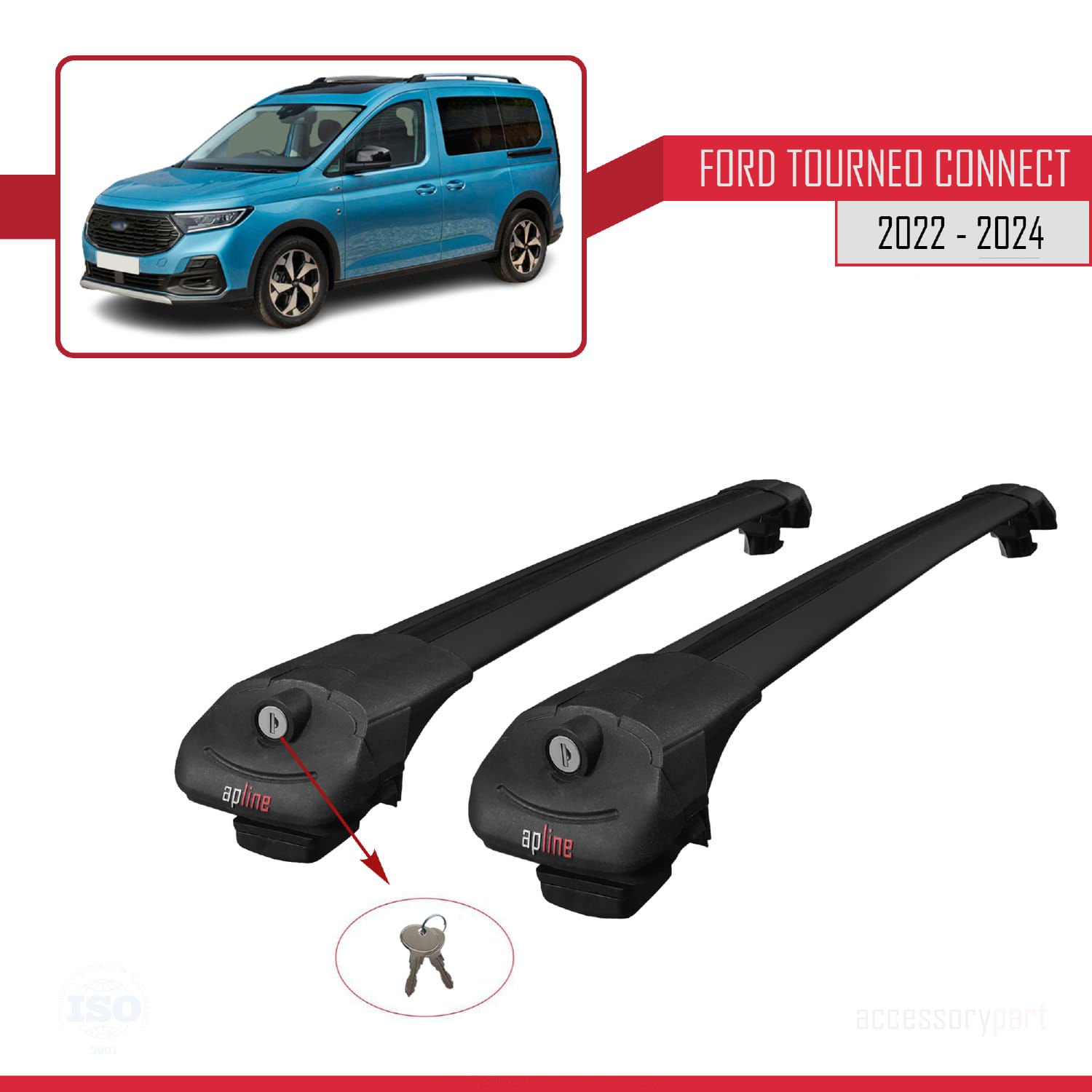 Ford Turneo Connect 2022 ve Sonrası ile uyumlu ACE-1 Ara Atkı Tavan Barı SİYAH