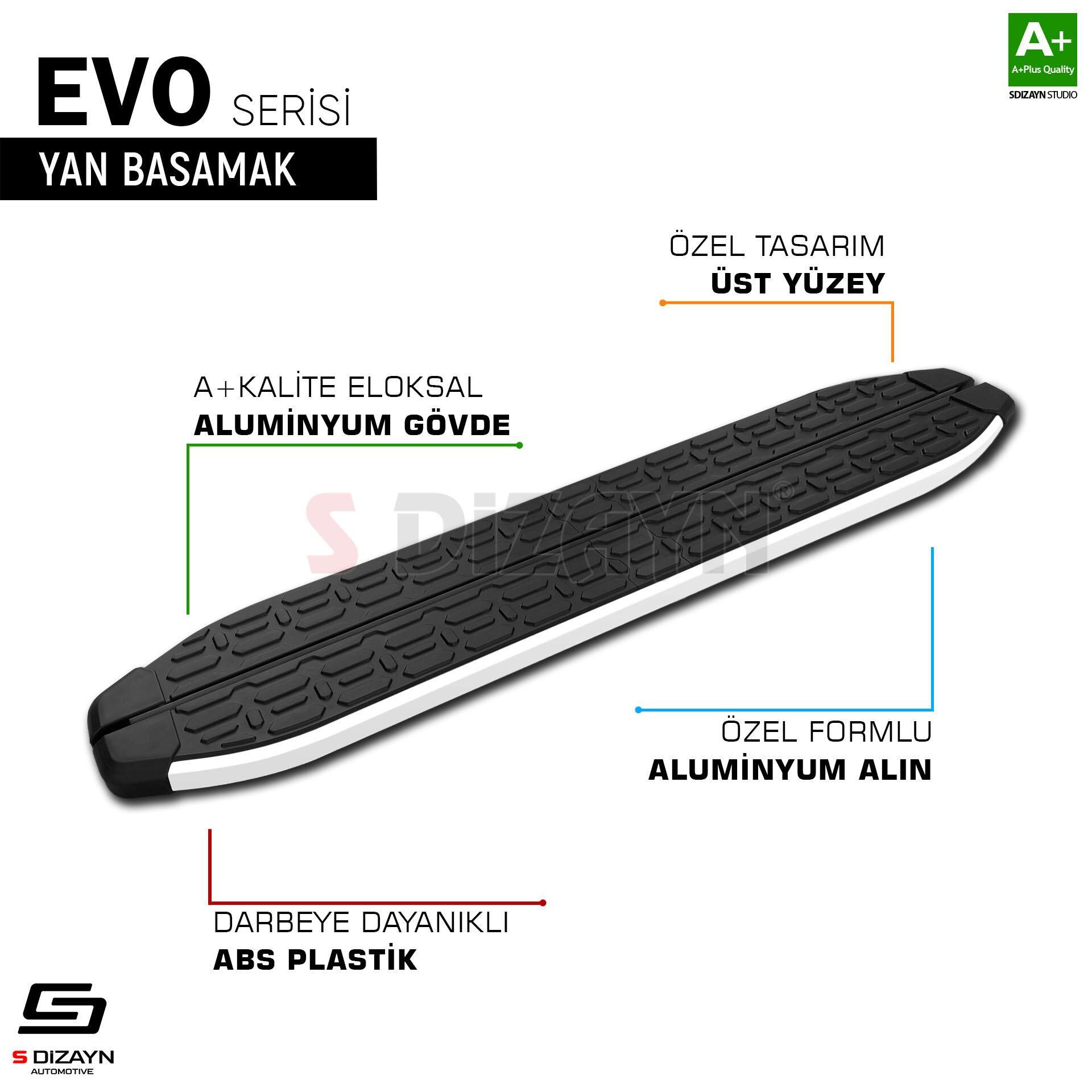S-Dizayn Ssangyong Actyon Evo Aluminyum Yan Basamak 183 Cm 2024 Üzeri A+ Kalite