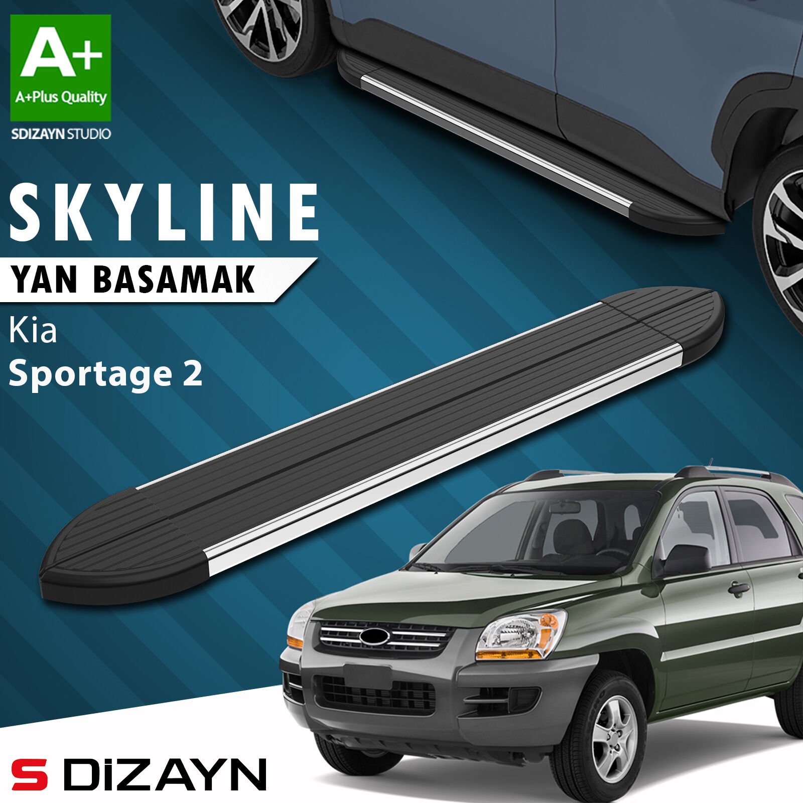 S-Dizayn Kia Sportage 2 Skyline Krom Yan Basamak 173 Cm 2004-2010 A+ Kalite